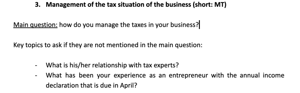 Example question on an interview guideline