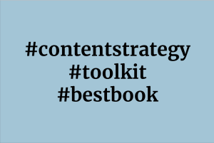 Hashtags "Content Strategy", "Toolkit" and "Best book"